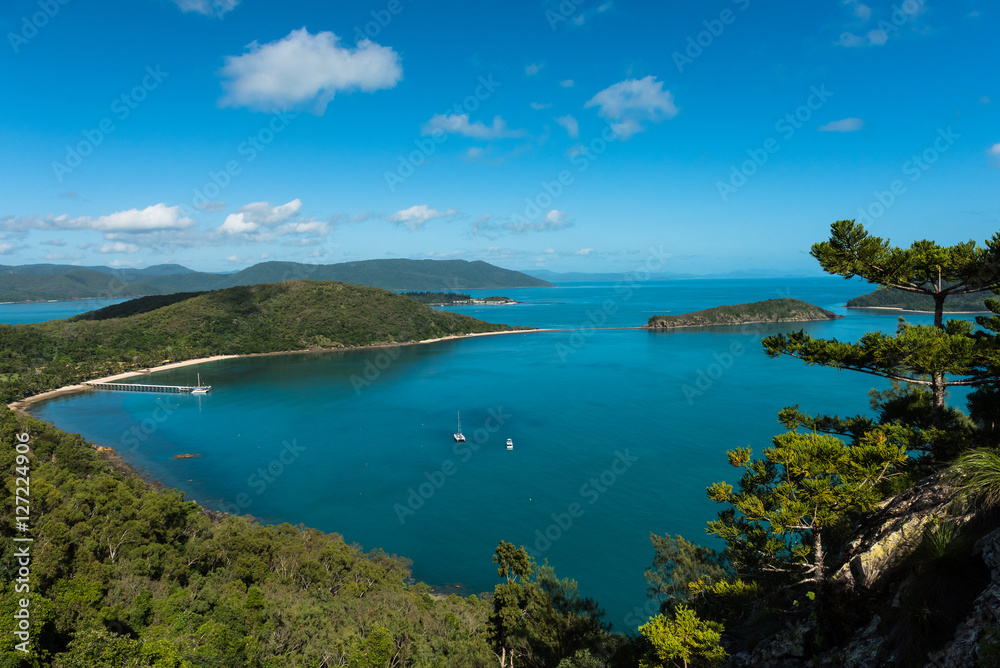 Aerial view of South Molle Island part of the Whitsunday Islands in Australia