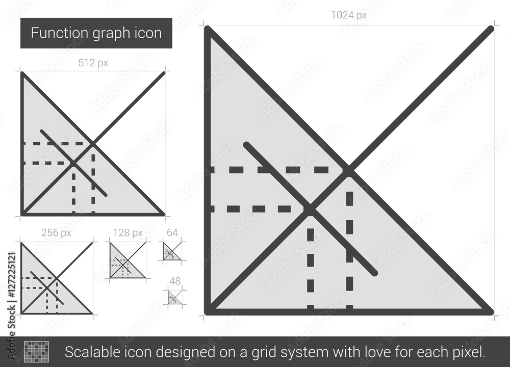 Function graph line icon. Function graph line icon.