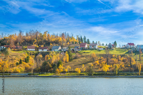  Beautiful town of Fuzine on Lake Bajer, Gorski kotar, Croatia, in autumn 