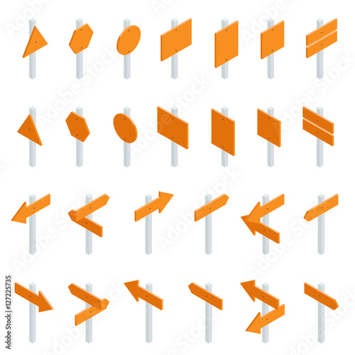 Isometric pointers isolated on white background.