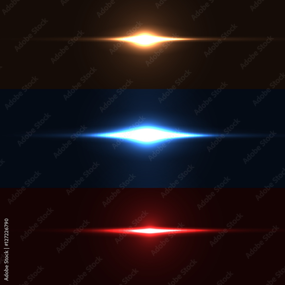 Naklejka premium Collection of beautiful bright lens flares. Lighting effects of flash.