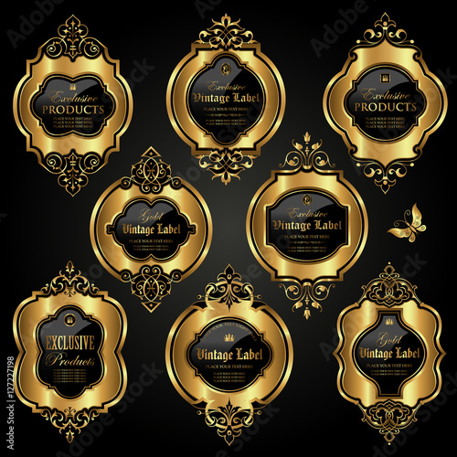 Luxury ornamental gold labels