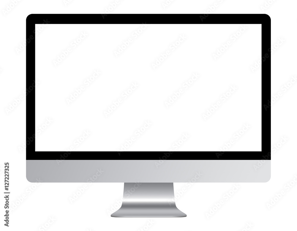 Modern computer display with blank white screen Modern computer display with blank white screen