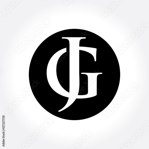 JG initial letters inside circle, monogram logo