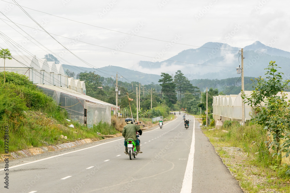 Road at Vietnam in mountains near Da Lat