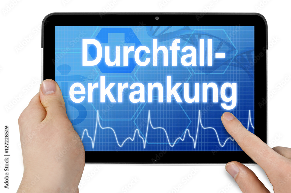 Tablet mit Diagnose Durchfallerkrankung Durchfall Tablet mit Diagnose Durchfallerkrankung Durchfall
