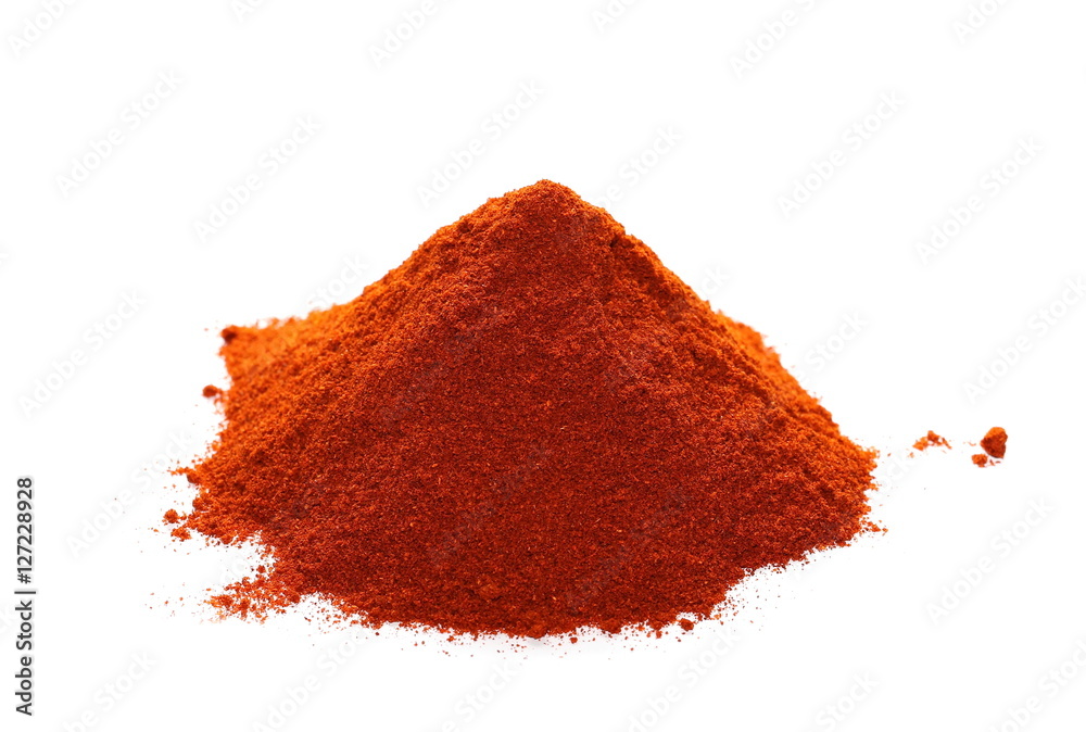 Pile of red paprika powder isolated on white Pile of red paprika powder isolated on white