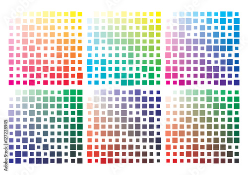 Vector color palette on A4 format, paper size 297 x 210 mm. Details chaotically scaled
