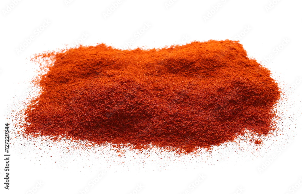 Pile of red paprika powder isolated on white Pile of red paprika powder isolated on white