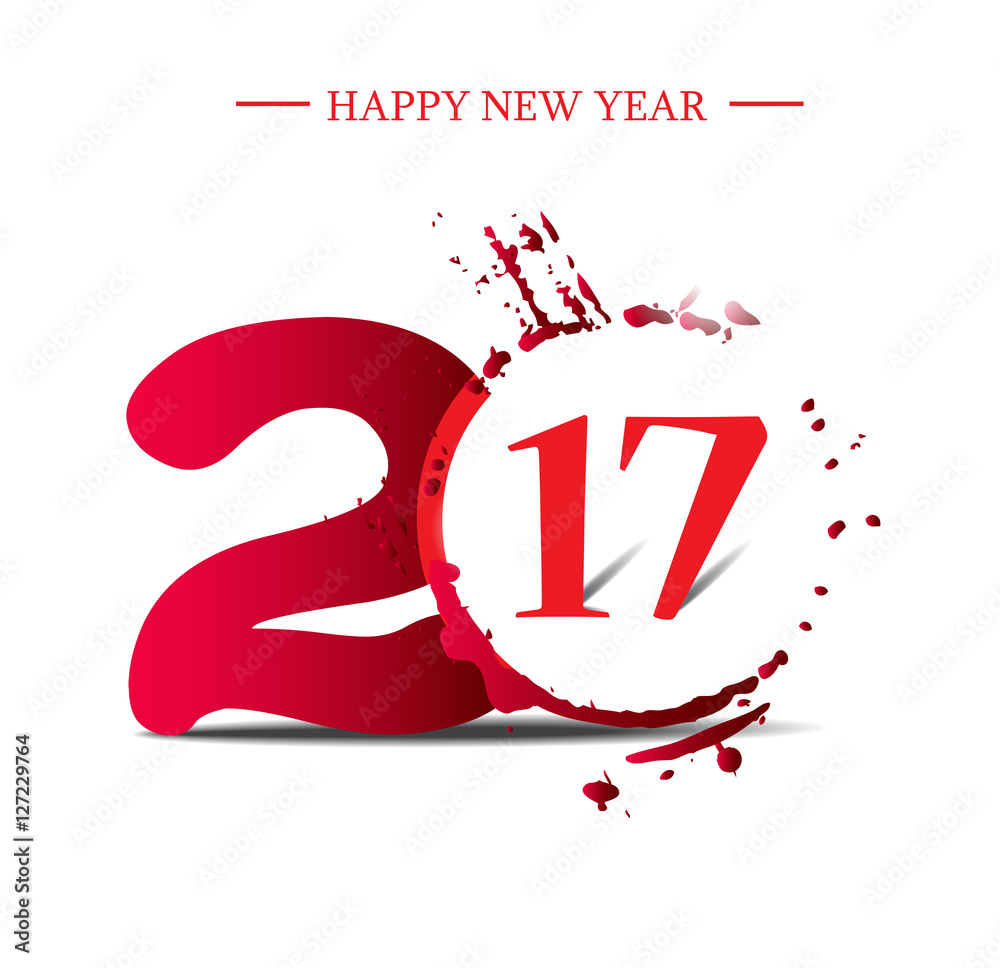 Abstract poster. New year 2017 in white background.