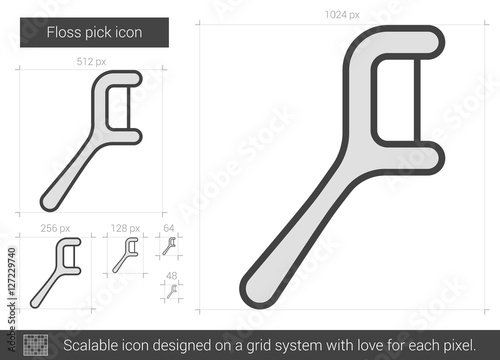 Floss pick line icon.