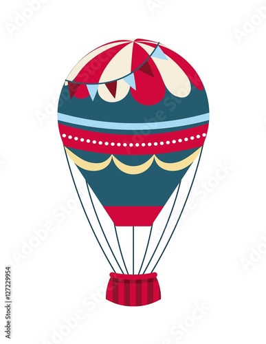 air balloon vehicle over white background. colorful design. vector illustration