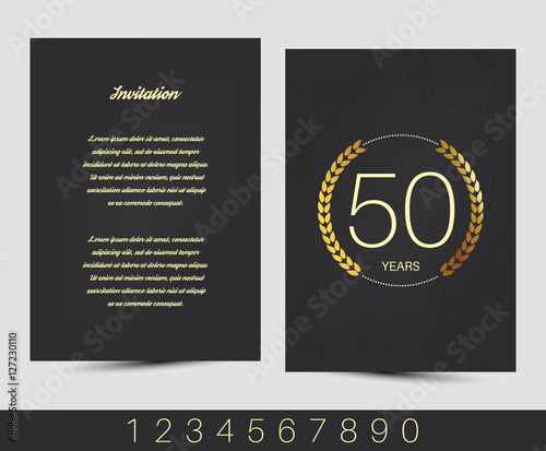 Anniversary 5th, 10th, 15th, 20th, 30th, 40th, 50th, 60th invitation/congratulation card. Vector illustration.