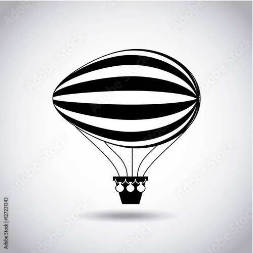 silhouette of air balloon vehicle. white and black design. vector illustration