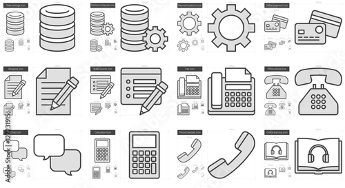 Technology line icon set.