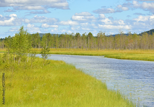 Northern landscape. River in Finnish Lapland photo