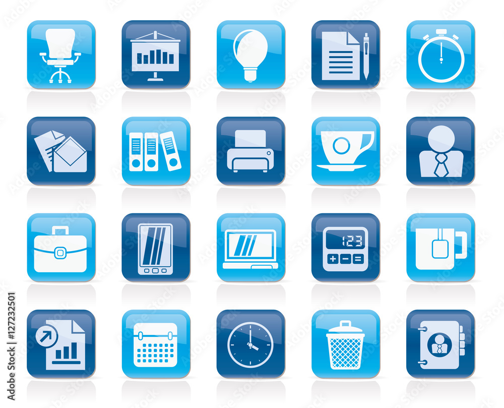 Business and office objects icons - vector icon set Business and office objects icons - vector icon set