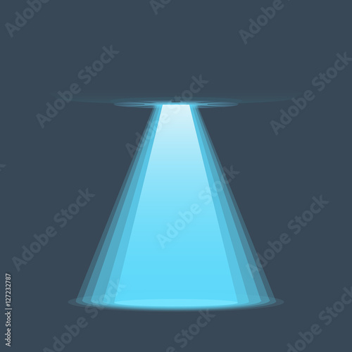 UFO light vector. Alien sky beams.
