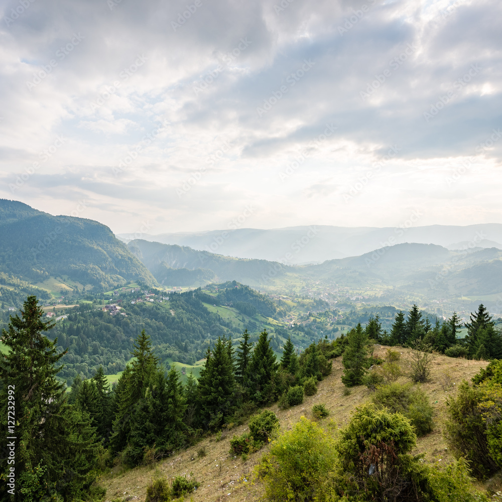 colorful countryside view in carpathians