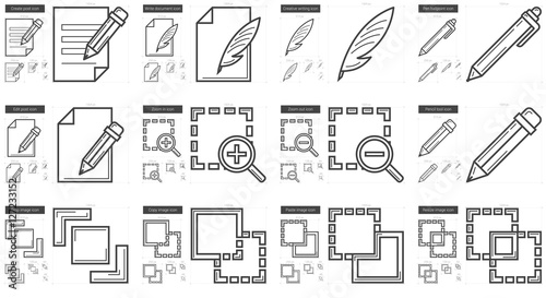 Content Edition line icon set.
