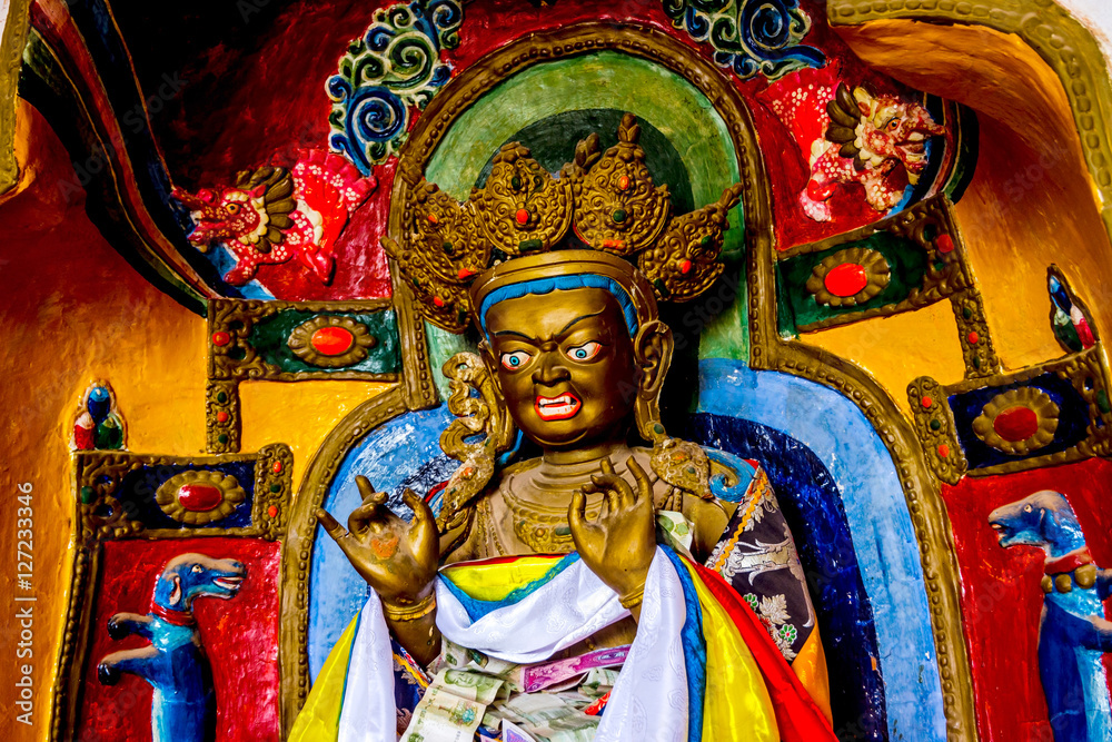 Fototapeta premium Buddha statue inside Mati Si temple, Zhangye, China