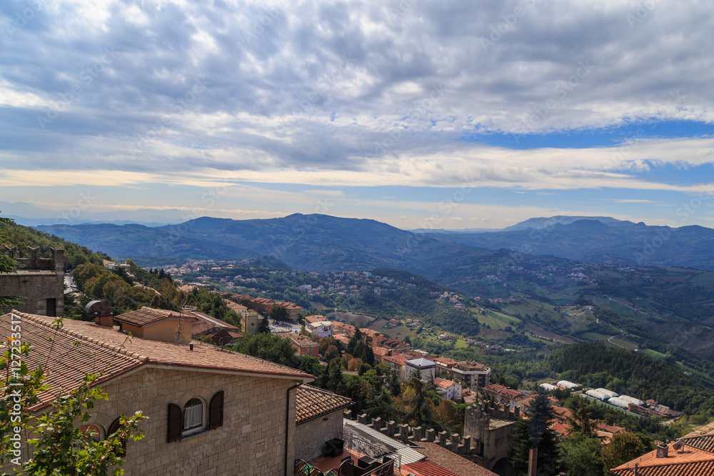 San Marino, the view from the observation deck of the mountains