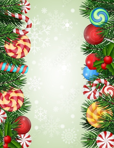 Christmas background with Candies and decorations