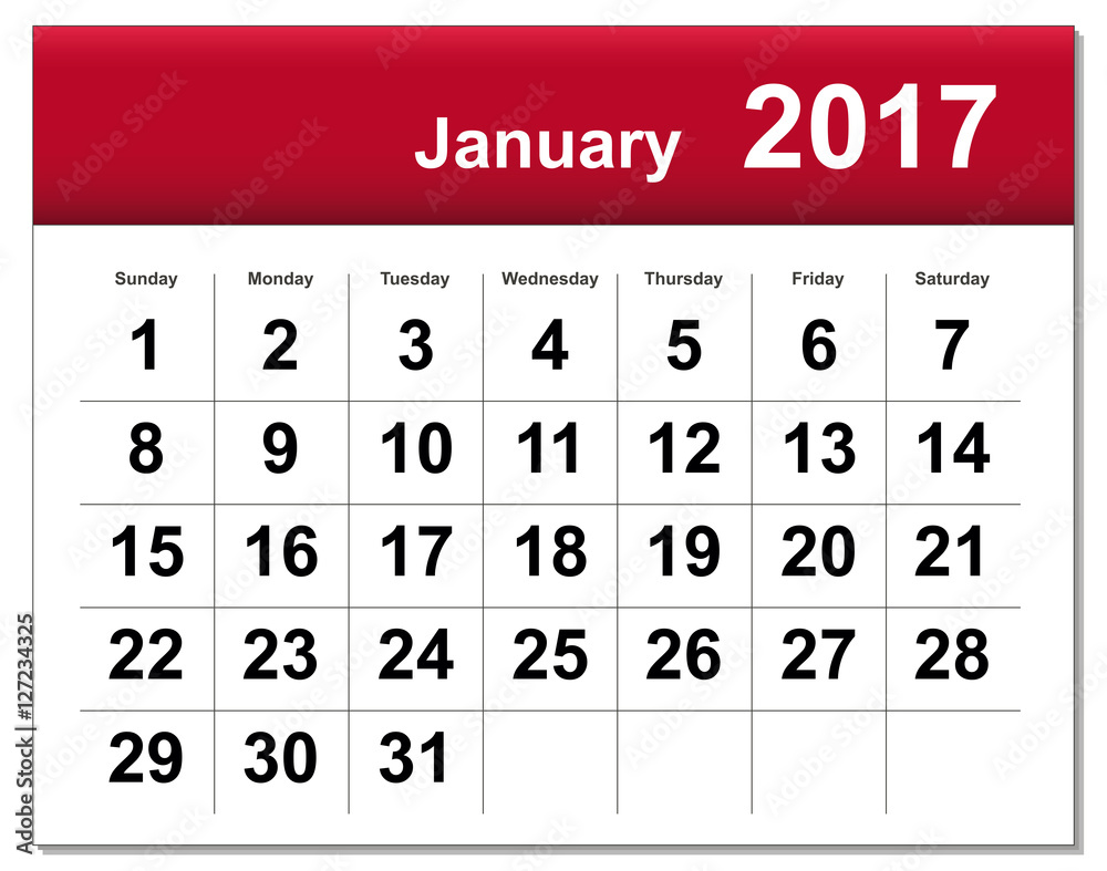 EPS10 file. January 2017 calendar. The EPS file includes the ver EPS10 file. January 2017 calendar. The EPS file includes the ver