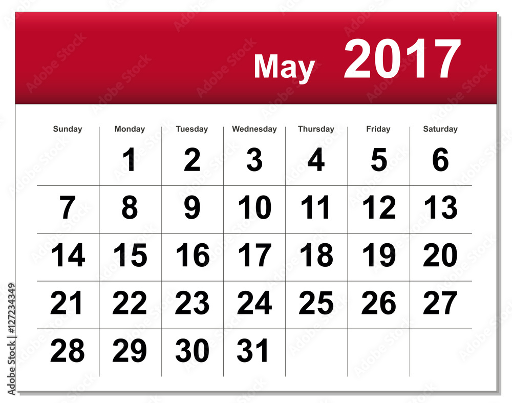 EPS10 file. May 2017 calendar. The EPS file includes the version EPS10 file. May 2017 calendar. The EPS file includes the version