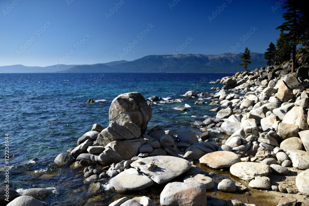 stones and rocks on the beach at Lake Tahoe, California, Nevada