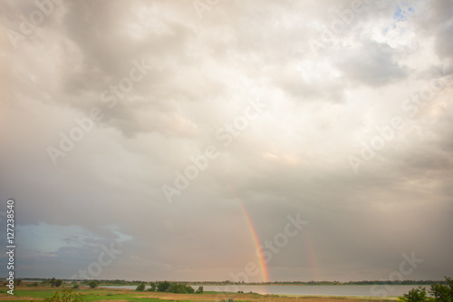 Double rainbow over a lake