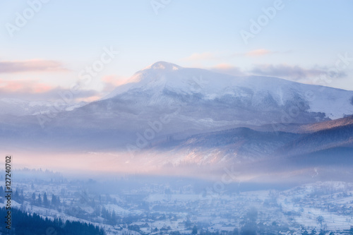 Fototapeta Naklejka Na Ścianę i Meble -  Winter mountains snowy hills