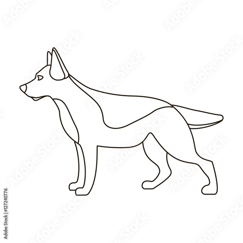 German shepherd icon in outline style isolated on white background. Dog breeds symbol stock vector illustration.