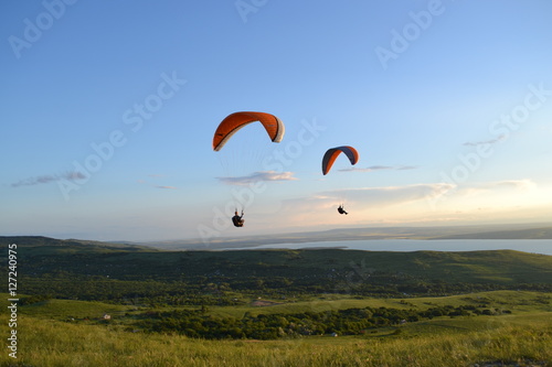 Paragliding, in the sky 