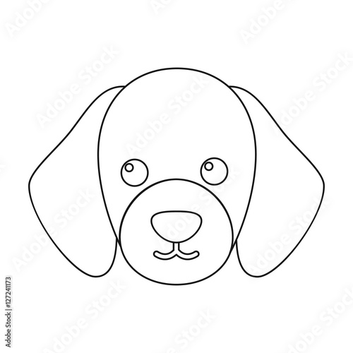 Dog muzzle icon in outline style isolated on white background. Dog symbol stock vector illustration.