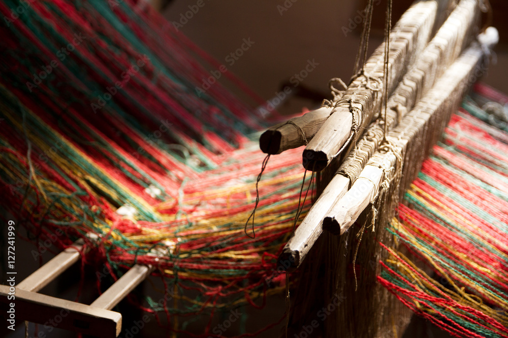 old wooden weaving looms