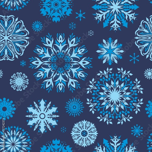 Vector Indigo Snowflake Pattern