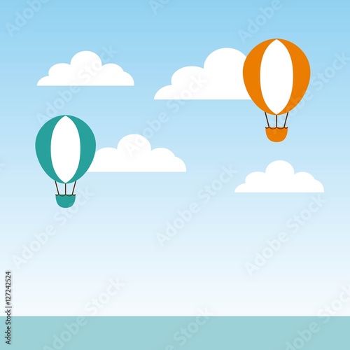 colorful air balloons flying on the sky. vector illustration