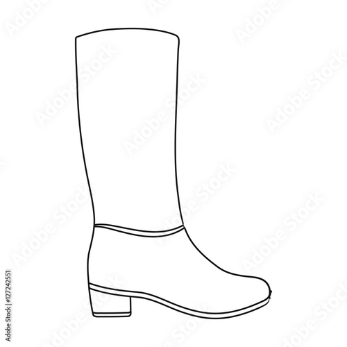 Knee high boots icon in outline style isolated on white background. Shoes symbol stock vector illustration.