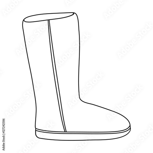 Ugg boots icon in outline style isolated on white background. Shoes symbol stock vector illustration.