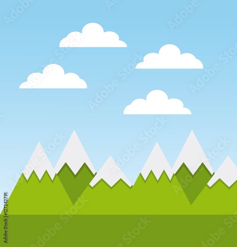 mountains landscape over sky background. colorful design. vector illustration