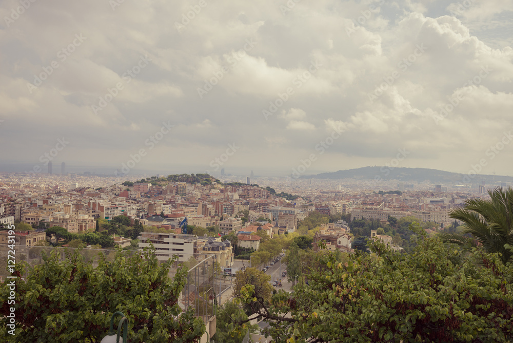 Panoramic view of Barcelona city
