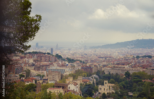 Panoramic view of Barcelona city