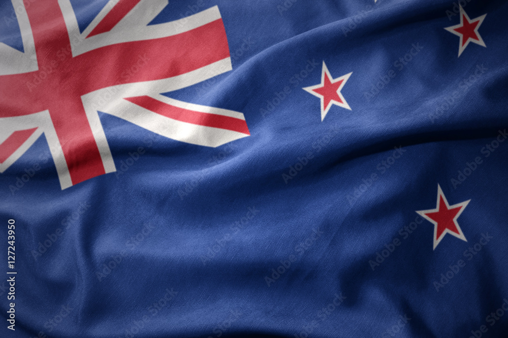 Fototapeta premium waving colorful flag of new zealand.