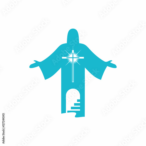 The road to heaven only through the cross of Jesus Christ. Stairway to Heaven.