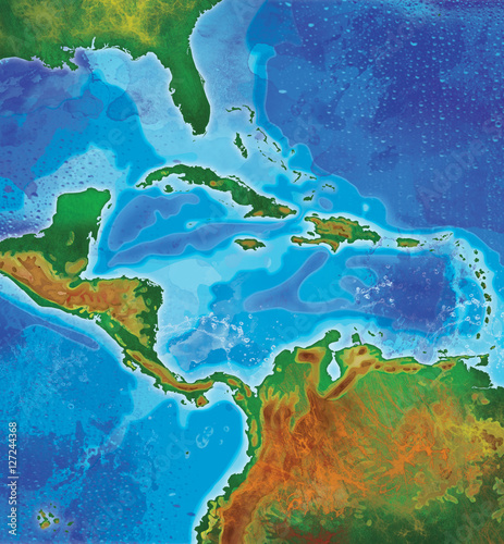 Konstfotografi color caribbean islands map