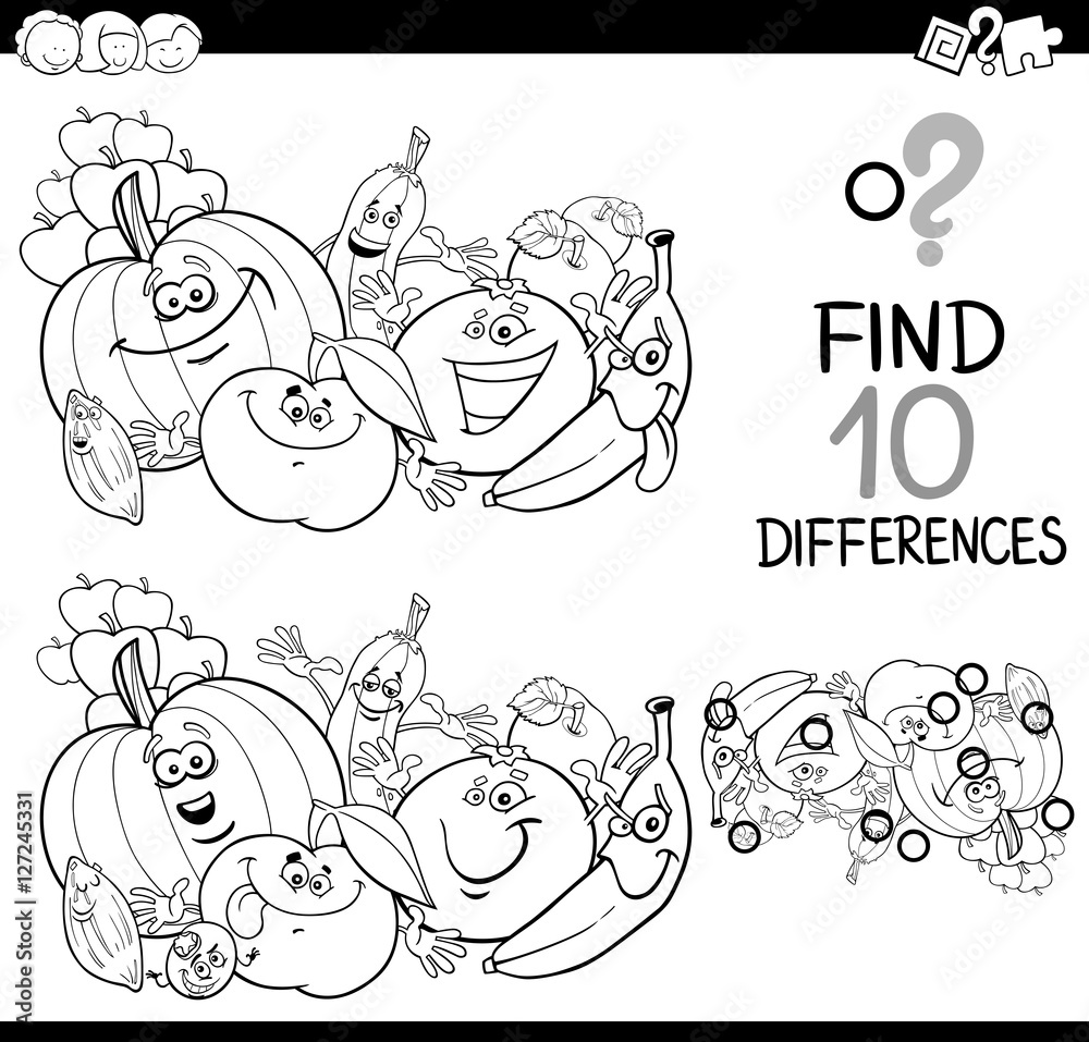 find the difference coloring page Stock Vector | Adobe Stock