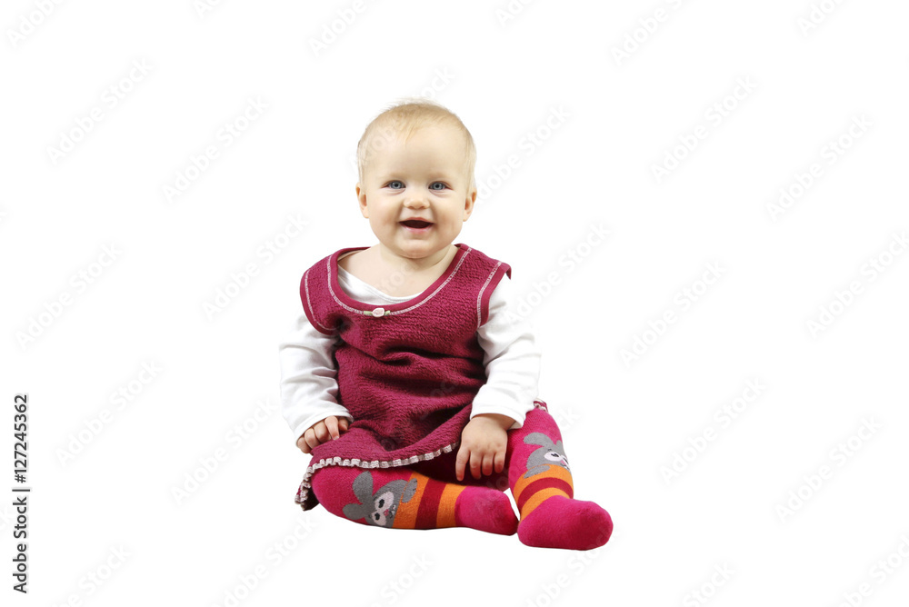 studio shot of cute sitting little baby girl, isolated on white studio shot of cute sitting little baby girl, isolated on white