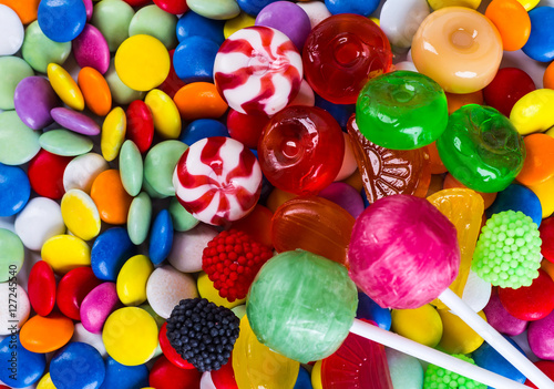 Closeup of colorful candies as texture