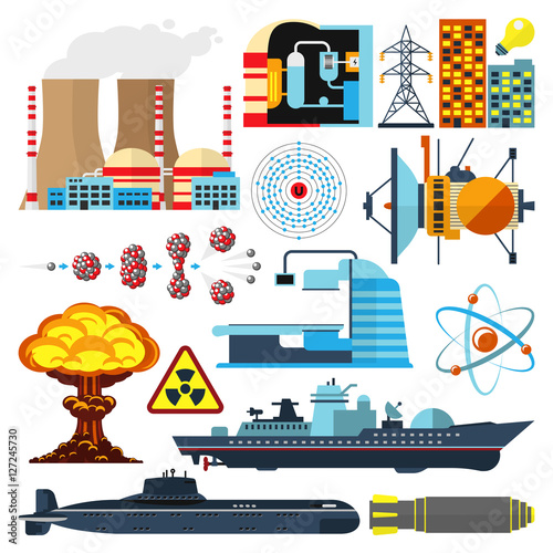 Nuclear power vector set.